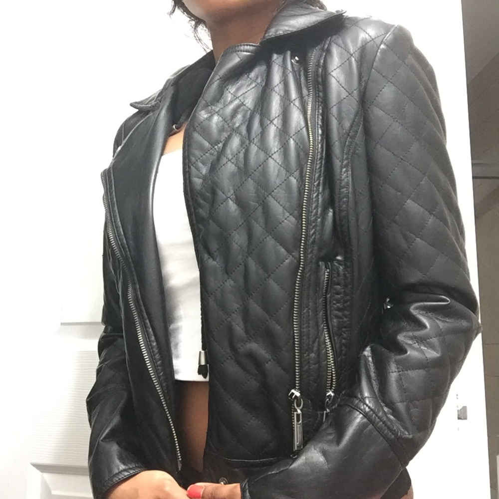 Faux Leather Hooded Jacket